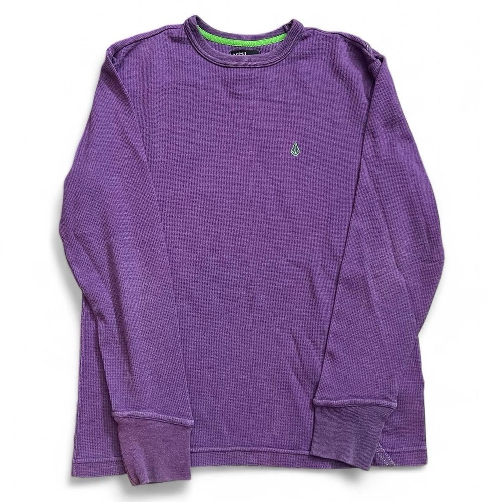 Volcom Waffle Knit Long Sleeve Thermal Shirt Size Medium Skate Surf Y2K 2000s